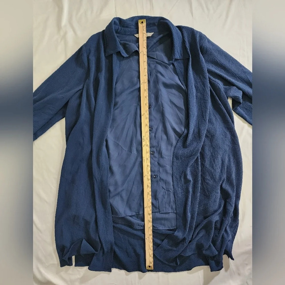 Valerie Stevens Navy Blue Blouse with attached Cardigan Long Sleeved Top - Picture 5 of 10
